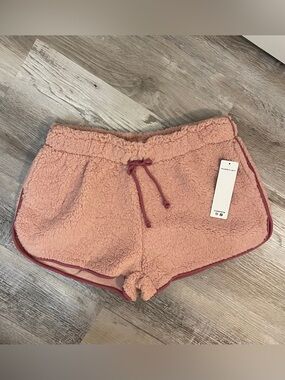 Madden Girl Cozy Sherpa teddy bear Drawstring track style Shorts - Pink XL BNWT